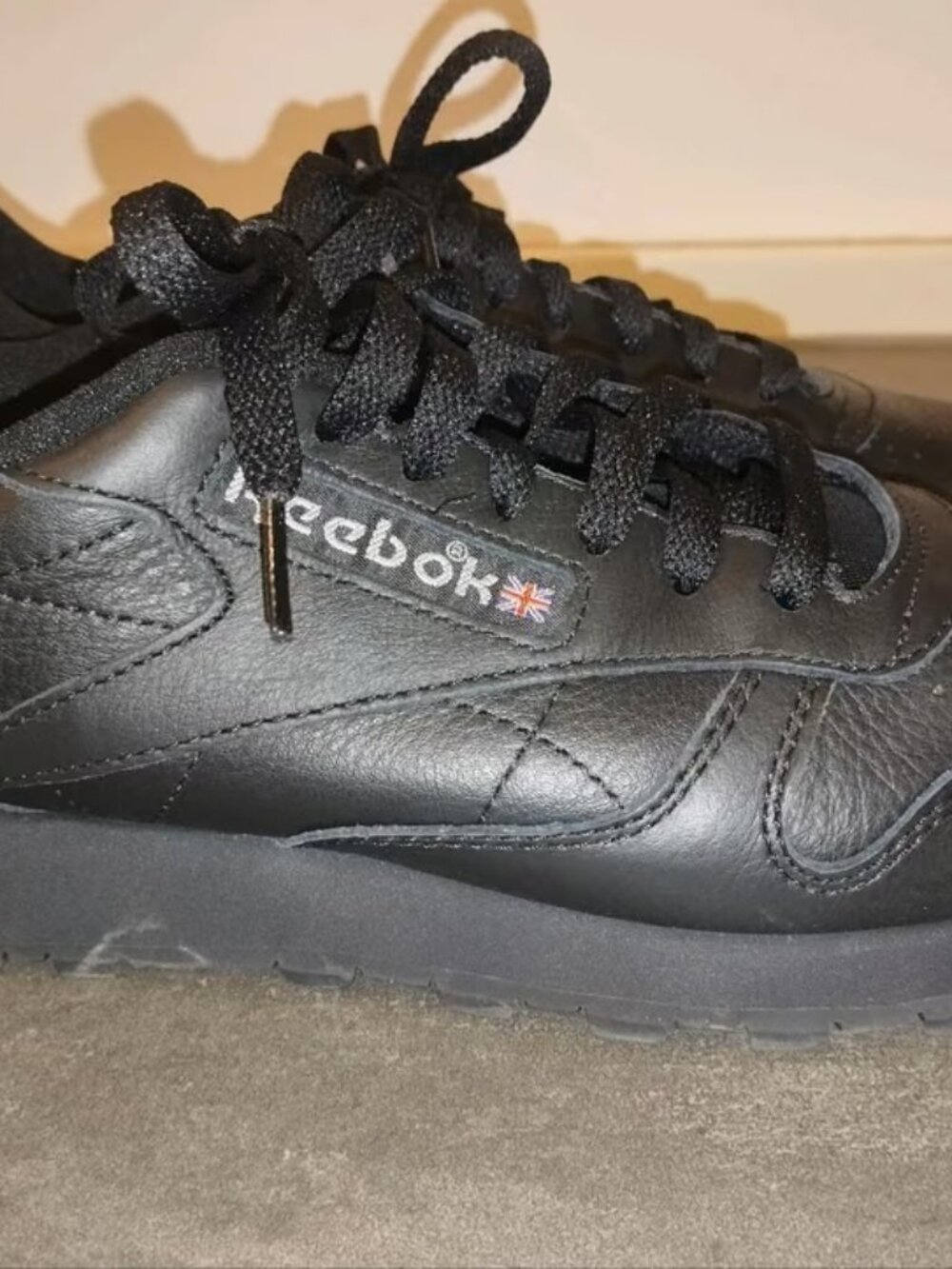 Reebok Leather-Look Sneakers — Black, US Men’s 8